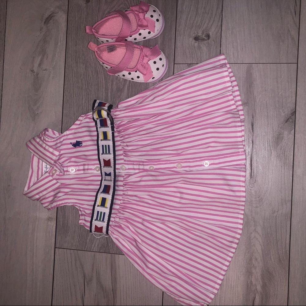 Ralph Lauren polo pink striped pleated dress